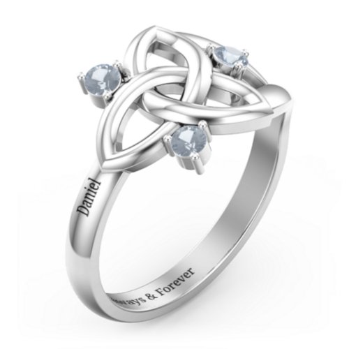 Siobhán Celtic Knot Ring – Sterling Silver with Aquamarine
