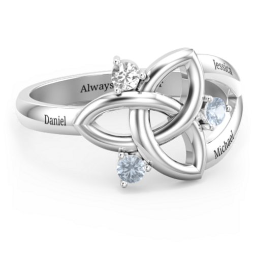 Siobhán Celtic Knot Ring – Sterling Silver with Cubic Zirconia and Aquamarine