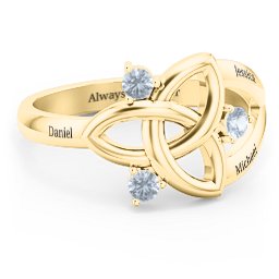 Siobhán Celtic Knot Ring in 9K Solid Yellow Gold with Aquamarine