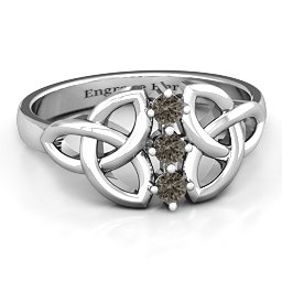 Sláine Celtic Knot Ring in 925 Sterling Silver with Smokey Quartz