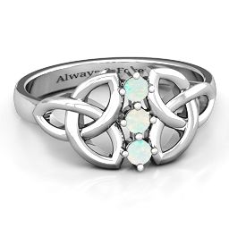 Sláine Celtic Knot Ring in 925 Sterling Silver with Opal