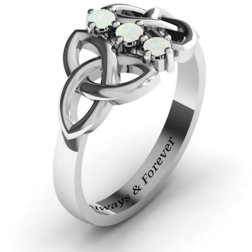 Sláine Celtic Knot Ring – Sterling Silver with Opal