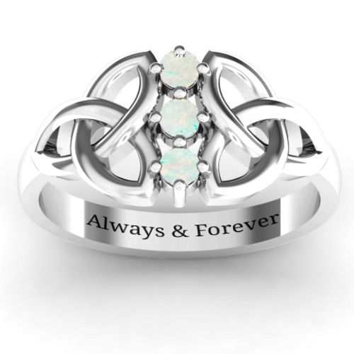 Sláine Celtic Knot Ring – Sterling Silver with Opal