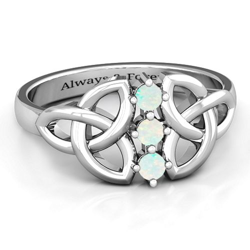 Sláine Celtic Knot Ring – Sterling Silver with Opal