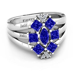 Arachna Centre Marquise and Princess Ring with Accents