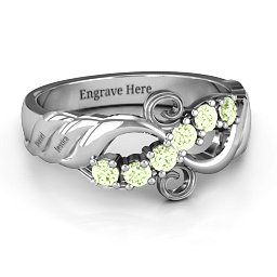 Ariel Wave and Swirl Ring in 925 Sterling Silver with Peridot
