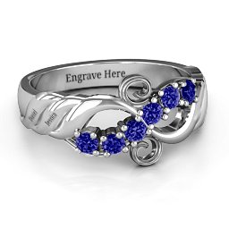 Ariel Wave and Swirl Ring in 925 Sterling Silver with Blue Sapphire