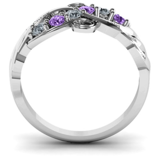 Ariel Wave and Swirl Ring – Sterling Silver with Cubic Zirconia and Amethyst