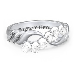 Engravable Infinity Wave Ring with Gemstones