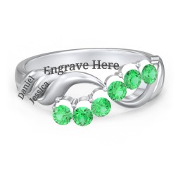 Engravable Infinity Wave Ring with Gemstones
