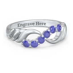 Engravable Infinity Wave Ring with Gemstones