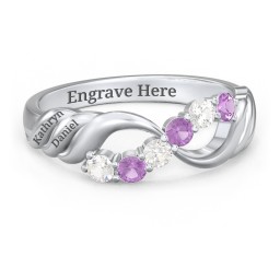 Engravable Infinity Wave Ring with Gemstones