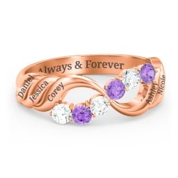 Engravable Infinity Wave Ring with Gemstones