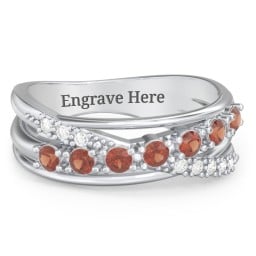 7 Stone Crossover Ring with Accents