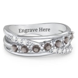 7 Stone Crossover Ring with Accents