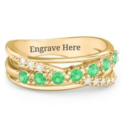 7 Stone Crossover Ring with Accents