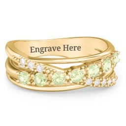 7 Stone Crossover Ring with Accents