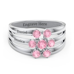 Spidra' Round Centre Ring in 925 Sterling Silver with Pink Tourmaline