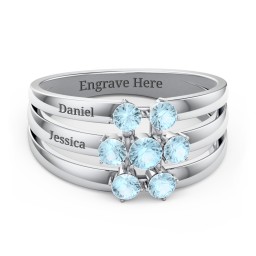 Spidra' Round Centre Ring in 925 Sterling Silver with Blue Topaz
