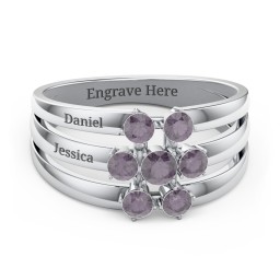 Spidra' Round Centre Ring in 925 Sterling Silver with Alexandrite