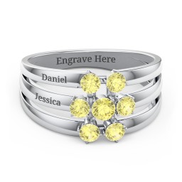 Spidra' Round Centre Ring in 925 Sterling Silver with Citrine