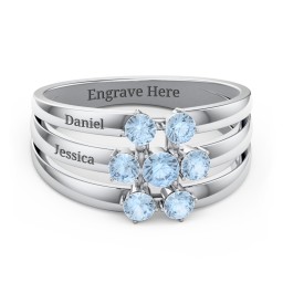 Spidra' Round Centre Ring in 925 Sterling Silver with Blue Topaz