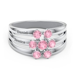 Spidra' Round Centre Ring in 925 Sterling Silver with Pink Tourmaline