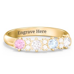 4 Stone Semi-Bezel Ring with Accents