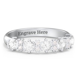 5 Stone Semi-Bezel Ring with Accents