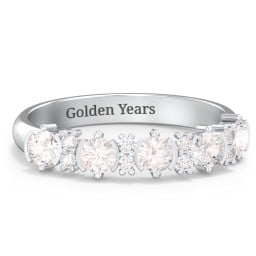 5 Stone Semi-Bezel Ring with Accents