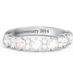 6 Stone Semi-Bezel Ring with Accents