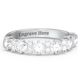 6 Stone Semi-Bezel Ring with Accents