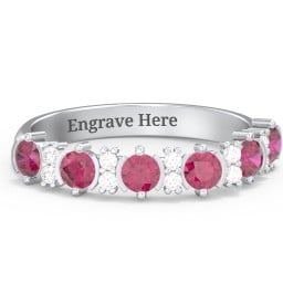 6 Stone Semi-Bezel Ring with Accents