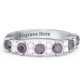 6 Stone Semi-Bezel Ring with Accents