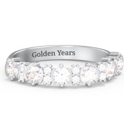 6 Stone Semi-Bezel Ring with Accents