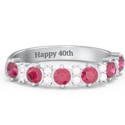 6 Stone Semi-Bezel Ring with Accents