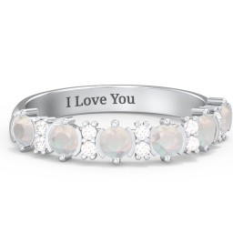 6 Stone Semi-Bezel Ring with Accents