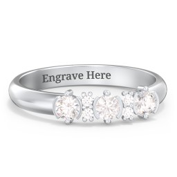 3 Stone Semi-Bezel Ring with Accents