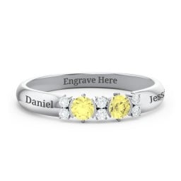 Twin Circular Half Bezel Twin Accent Ring