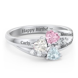 Heart Cluster Ring with Accents in 925 Sterling Silver