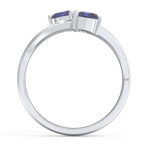 Heart Cluster Ring with Accents – Sterling Silver with Blue Sapphire, Garnet, and Cubic Zirconia