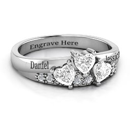 Tripartite Heart Gemstone Ring with Accents