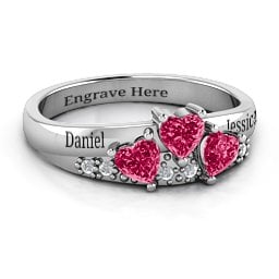 Tripartite Heart Gemstone Ring with Accents