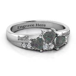 Tripartite Heart Gemstone Ring with Accents