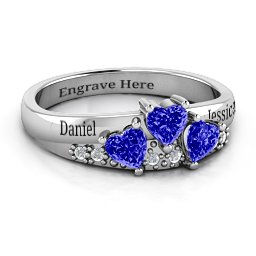 Tripartite Heart Gemstone Ring with Accents