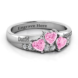 Tripartite Heart Gemstone Ring with Accents