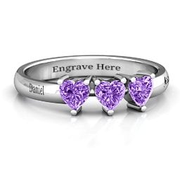 Triple Heart Stone Ring