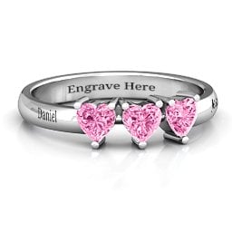 Triple Heart Stone Ring