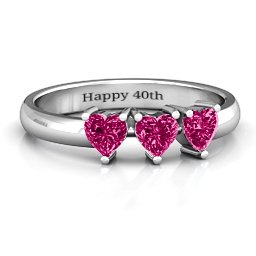 Triple Heart Stone Ring