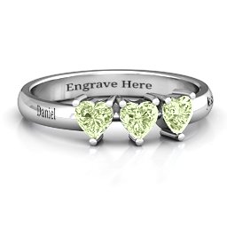 Triple Heart Stone Ring in 925 Sterling Silver with Peridot